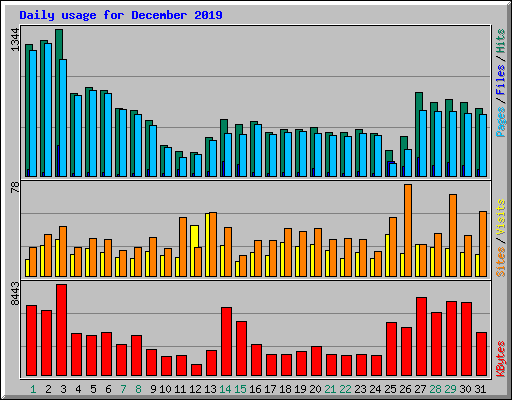 Daily usage for December 2019