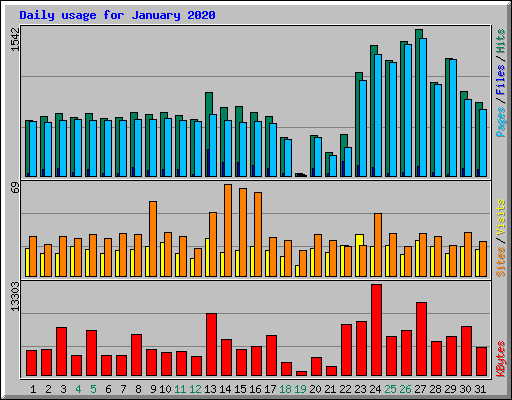 Daily usage for January 2020