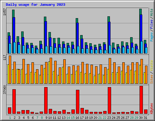 Daily usage for January 2023