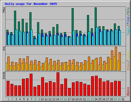 Daily usage for November 2025